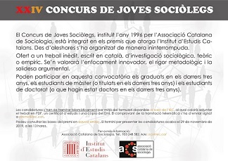 OBERT EL XXIV CONCURS DE JOVES SOCIÒLEGS 2020