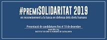 PREMI SOLIDARITAT 2019 DE L’INSTITUT DE DRETS HUMANS DE CATALUNYA