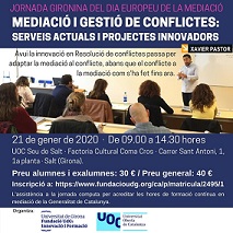 JORNADA: SERVEIS ACTUALS I PROJECTES INNOVADORS DE MEDIACIÓ COMUNITÀRIA I GESTIÓ DE CONFLICTES PÚBLICS